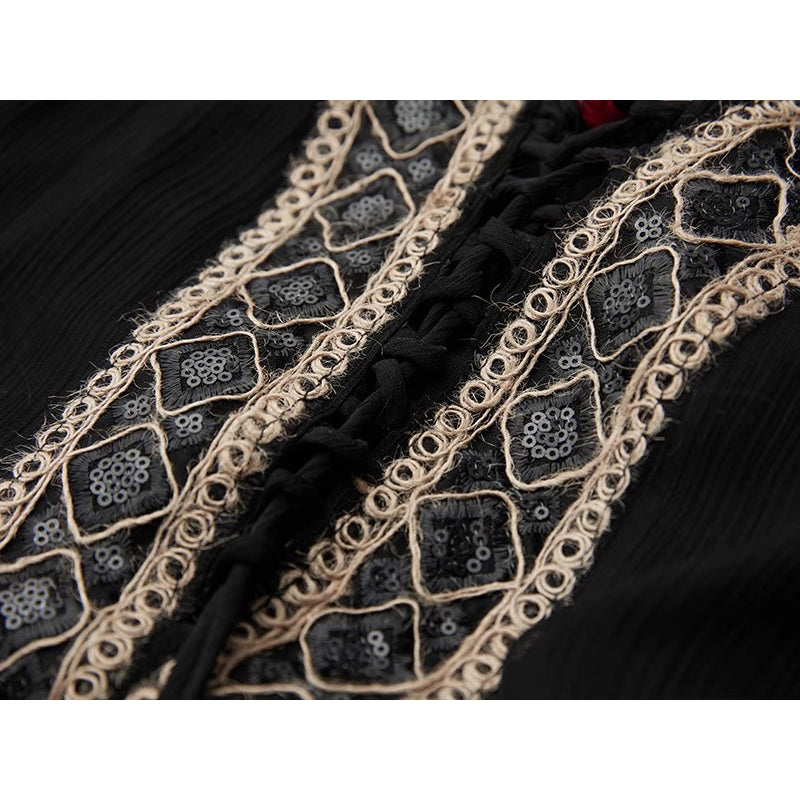 Geometric Embroidery Camisole Dress