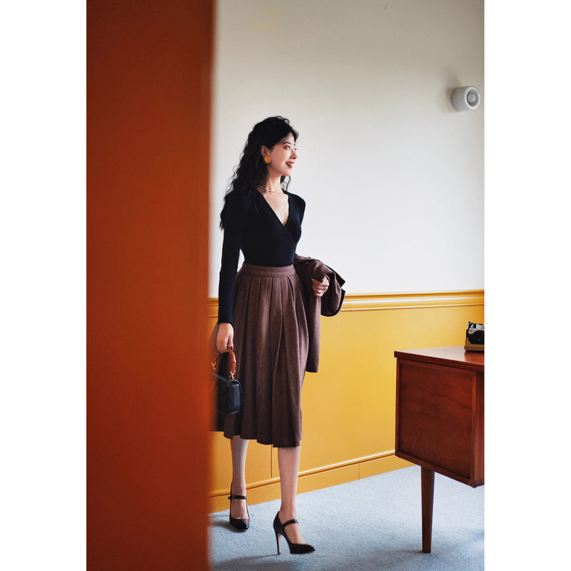 巴里貴婦人レトロニットトップス