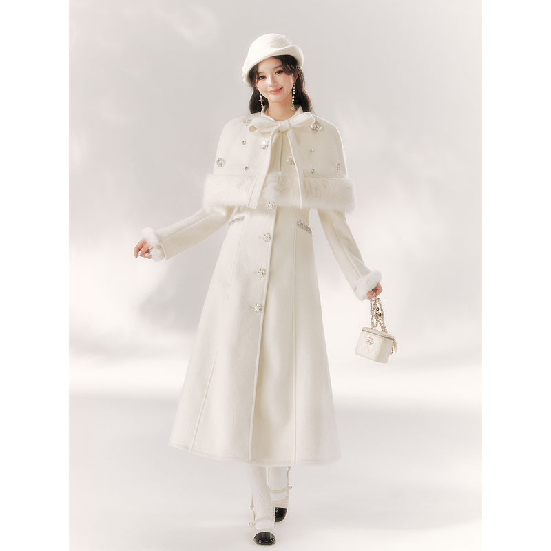 Elegant Embroidered Classical Cape Coat