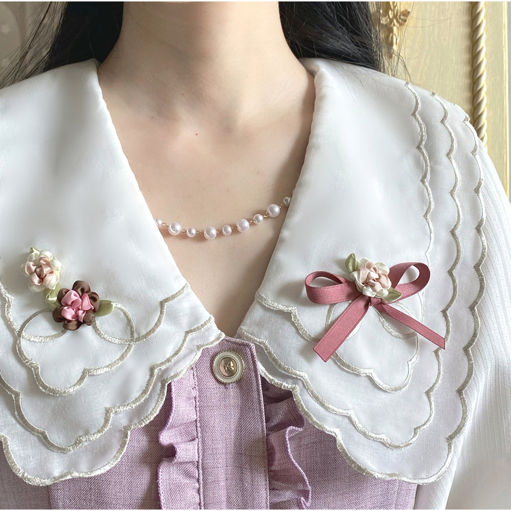 薔薇の花の刺繍ドッキングワンピース - Pink Purple – ManusMachina