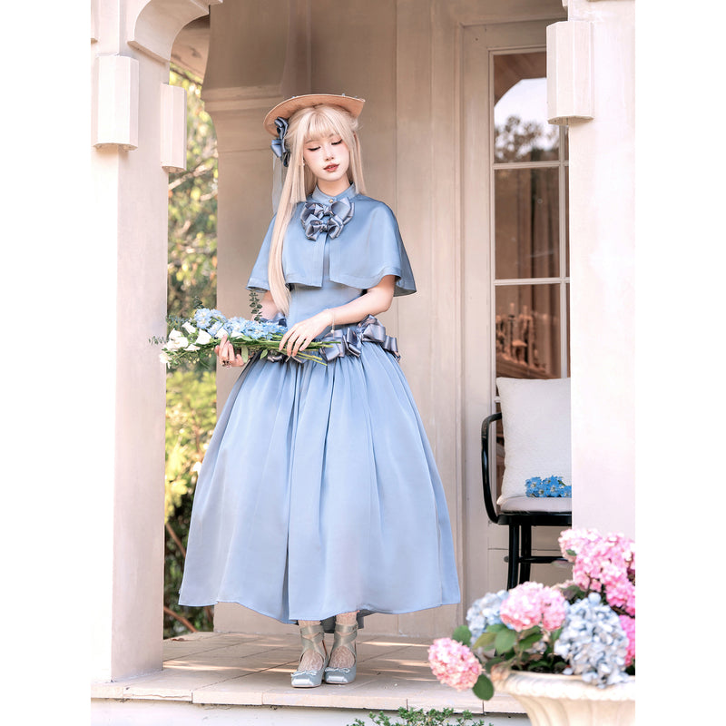 伯爵令嬢のジャンパースカートとケープ - Powder Blue[2025年8月上旬-8月下旬発送予定]