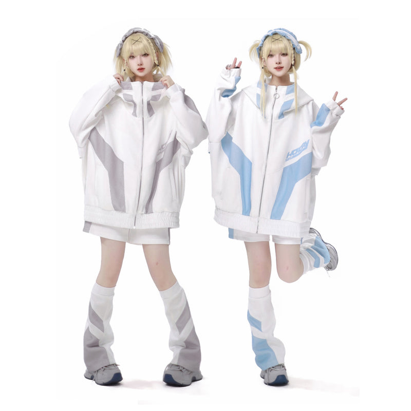 Ground Mine Girl Big Hoodie and Half Pants - Virtual Era