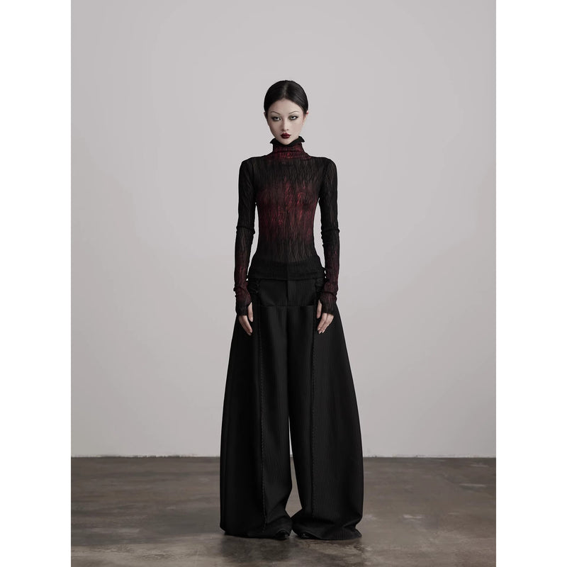 Red Flame Lace High Neck Top