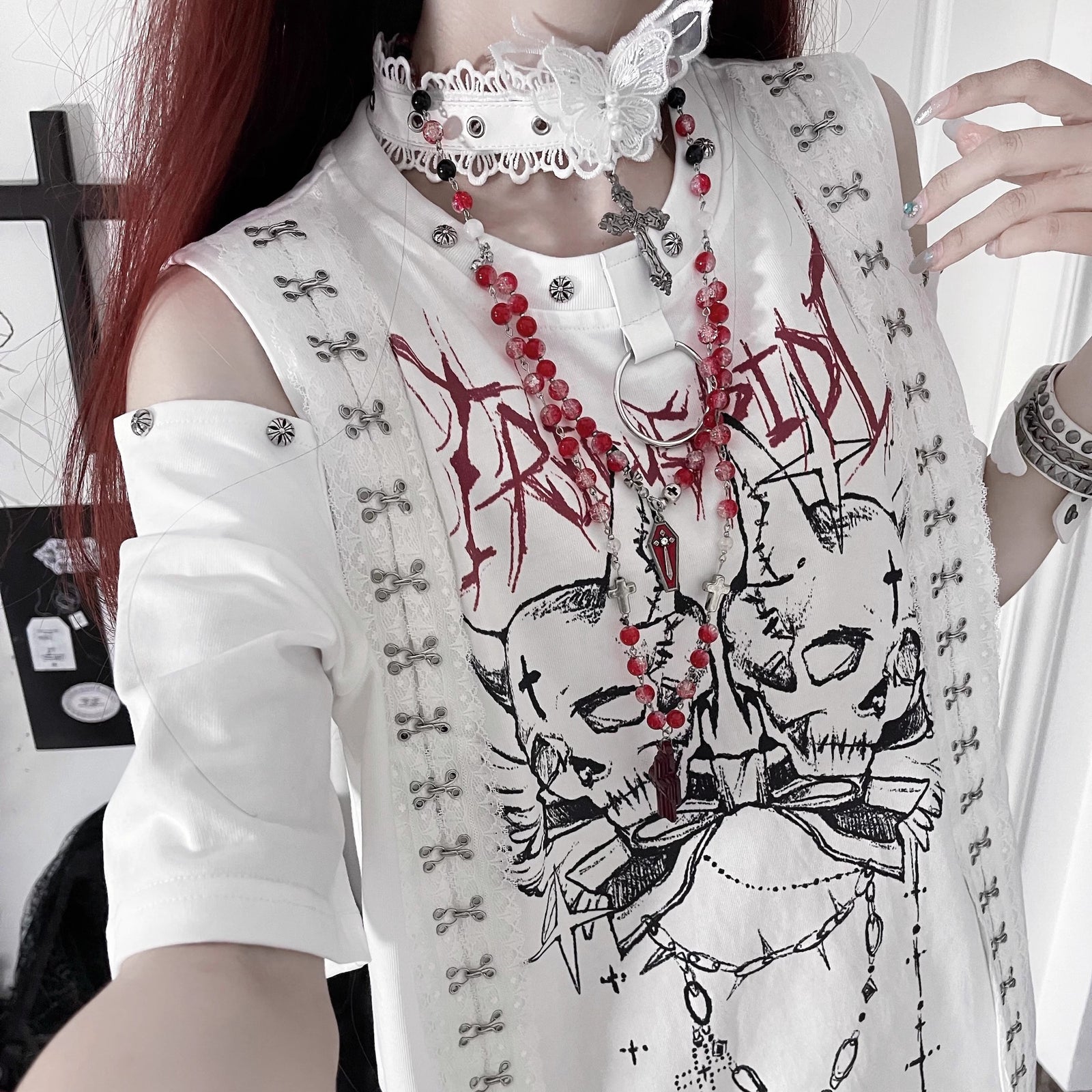 髑髏と十字架のゴシックTシャツ – ManusMachina