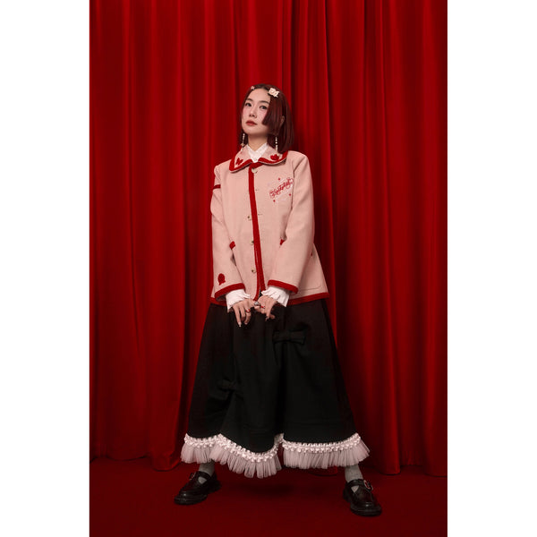 紫陽花と蝶の刺繍ウールジャケット