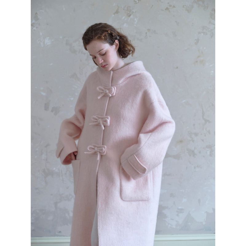 Long Wool Coat in Cherry Blossom Pink