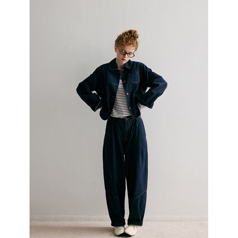 Dark Blue Cocoon Denim Pants