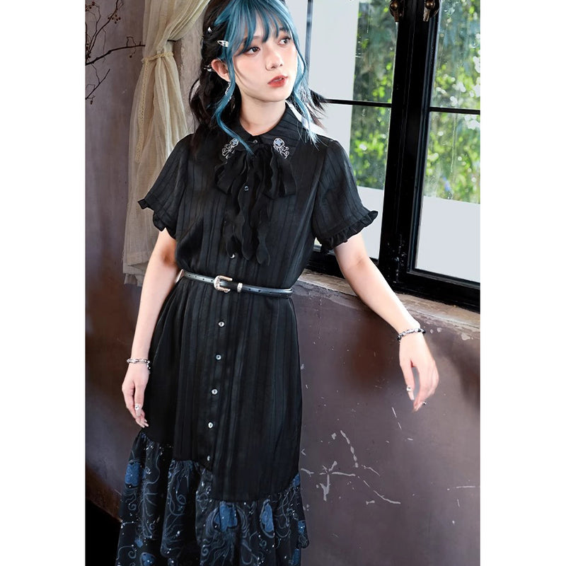 青藍の海月のシャツワンピース
