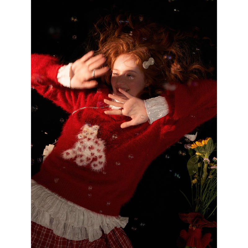 Heart Pony Dollar Collar Knit Sweater