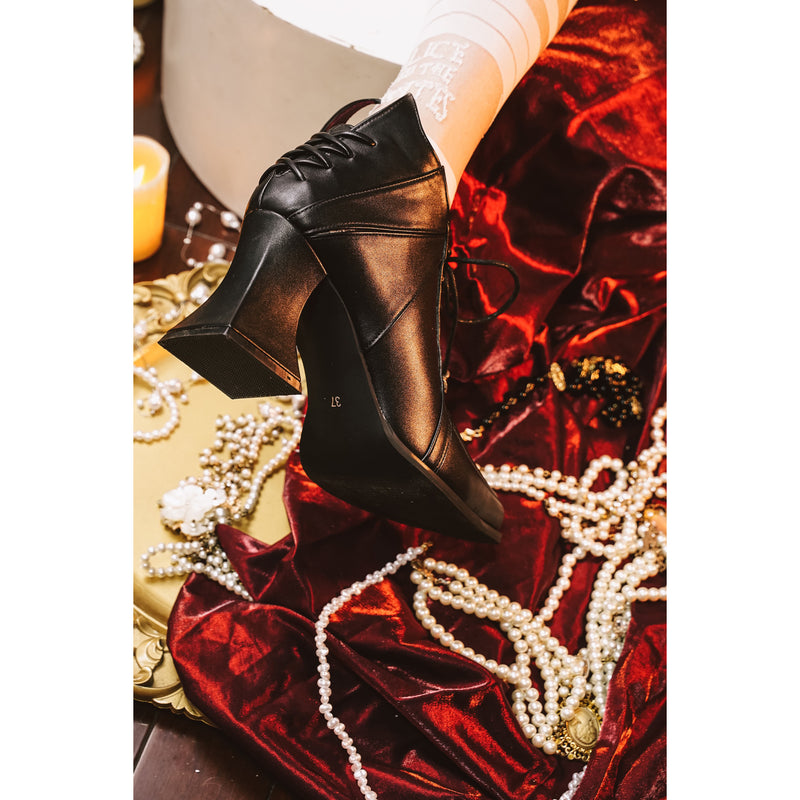 Vampire Lace-up Heeled Shoes - Black[2025年11月上旬-11月下旬発送予定]