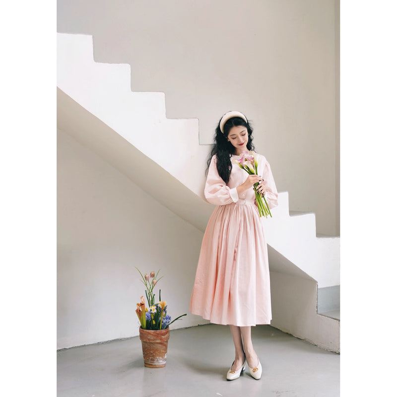 桜色の貴婦人のヘップバーンワンピース
