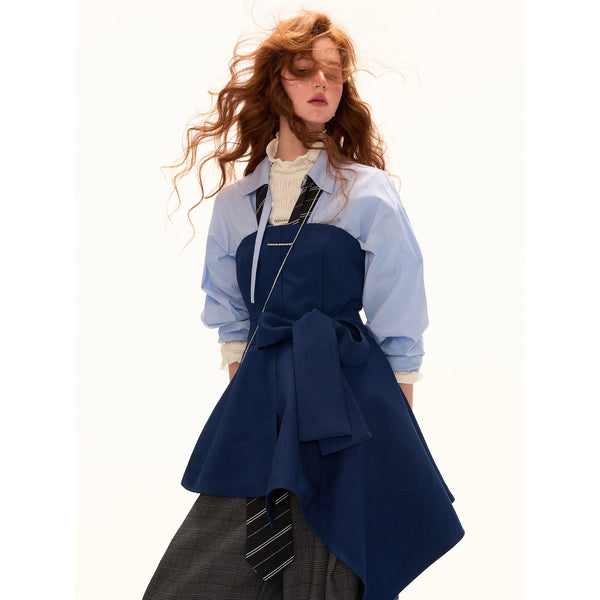 Light Blue Gathered Waist Shirt