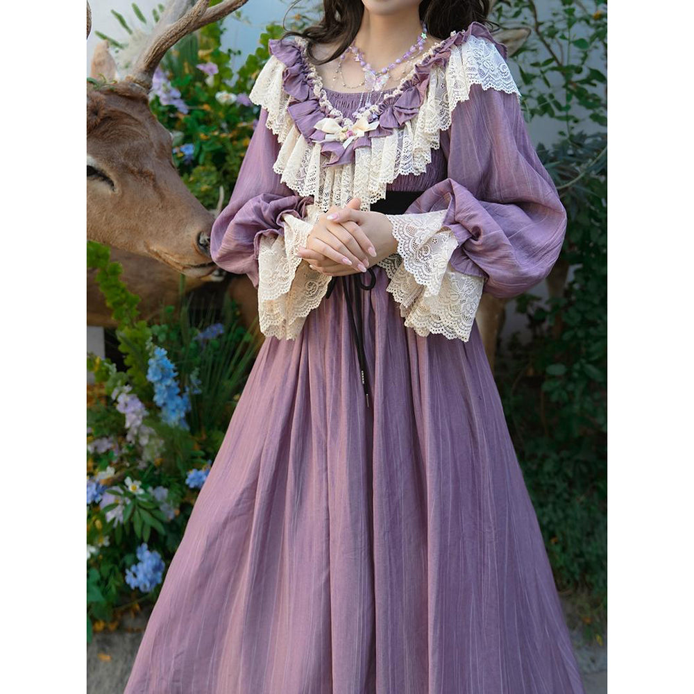藤紫の貴婦人の刺繍レトロワンピース – ManusMachina