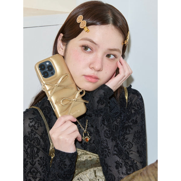 Girly Ribbon iPhone Case - Gold