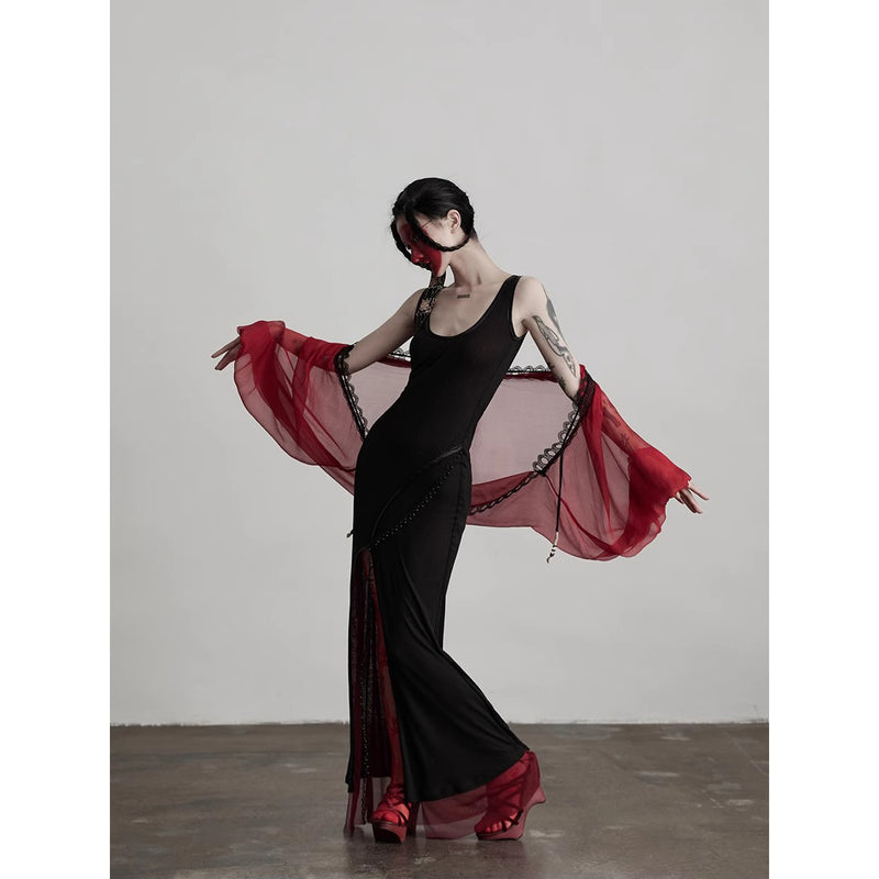 Bright Red Silk Fairy Shawl