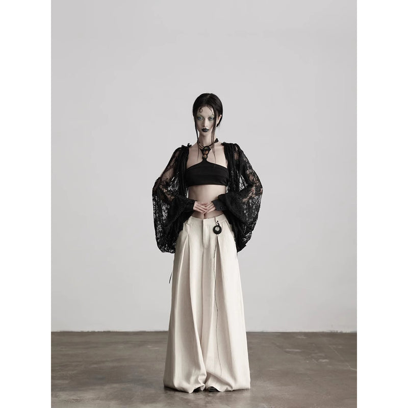 Dark Night Flower Embroidered Lace Sleeves