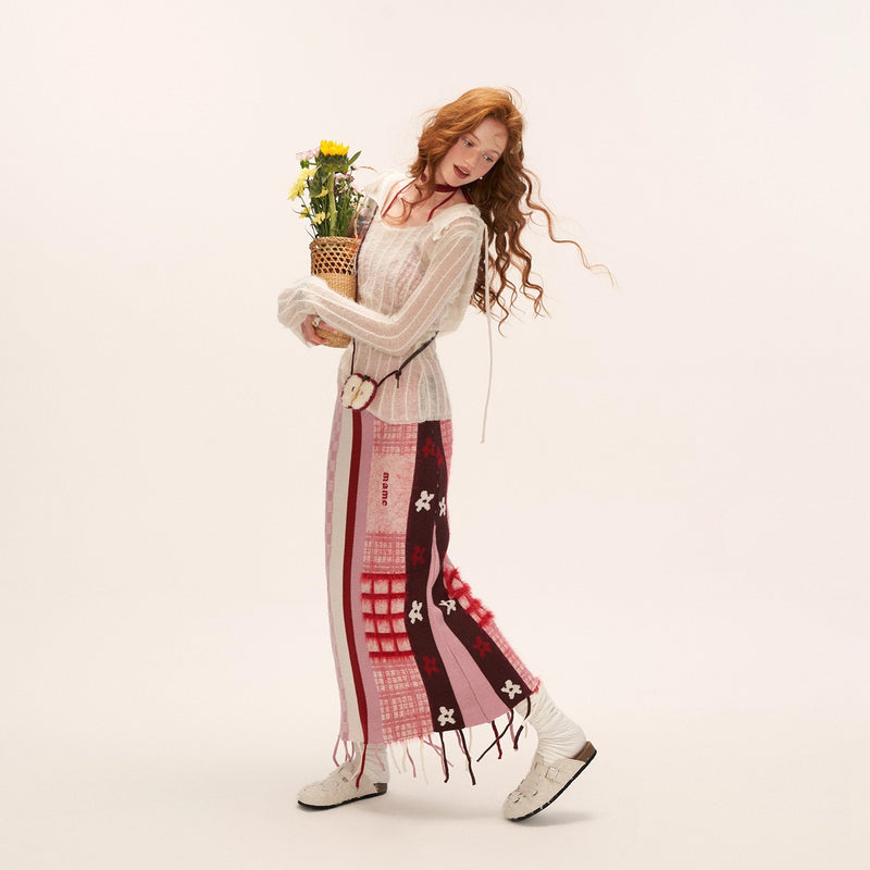 Floral Check Patchwork Skirt