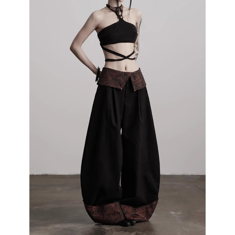 Dark Embossed Wide Pants