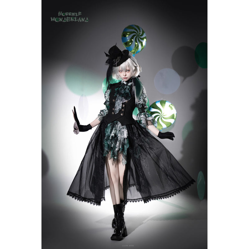 血塗れのお嬢様のゴシックスカートパンツ - Green[2026年2月下旬-3月下旬発送予定]