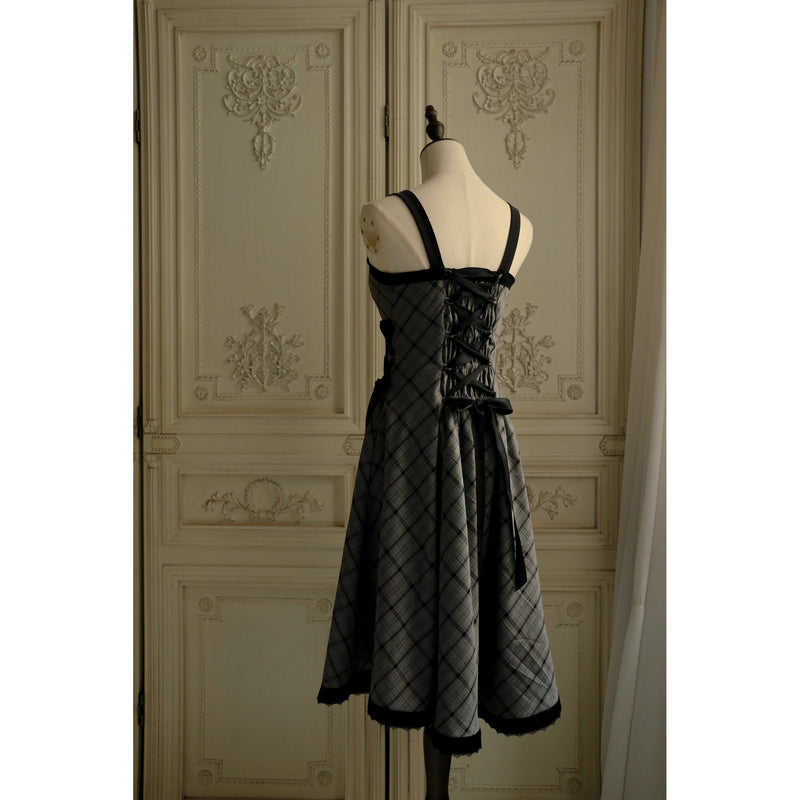 薄墨の格子柄ジャンパースカート[2026年3月下旬-4月下旬発送予定]