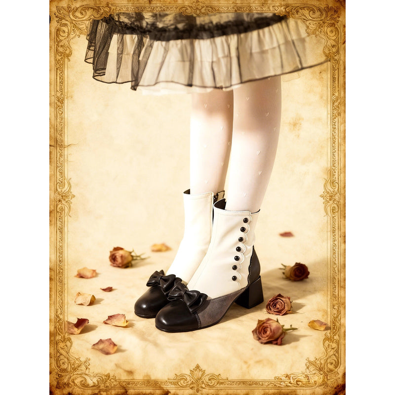Ribbon Victorian Button Short Boots[2026年2月下旬-3月下旬発送予定]