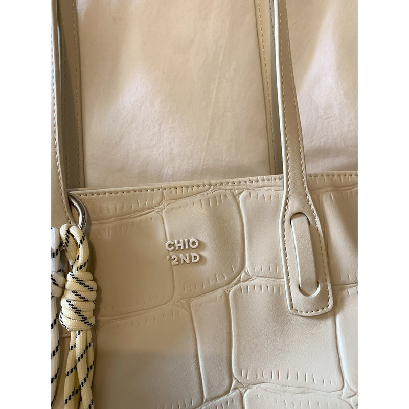 Ivory Embossed Tote Bag