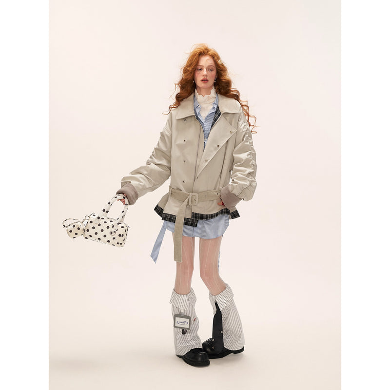 Corduroy Collar Trench Jacket