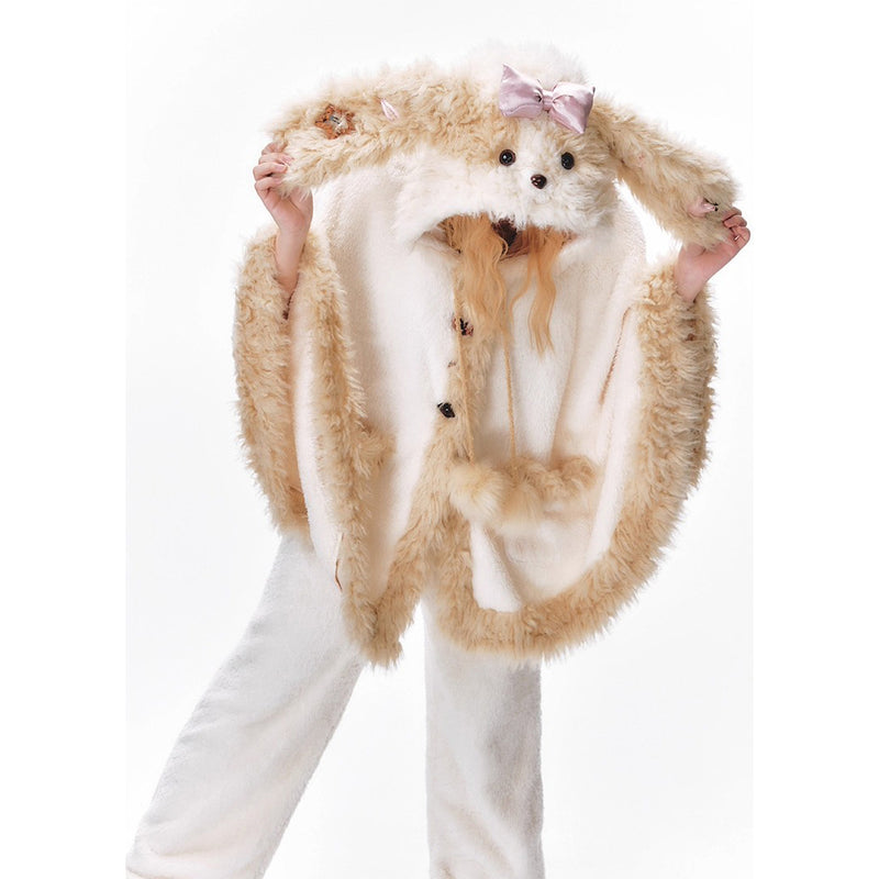 もふもふ子犬のルームウェア（ポンチョとパンツ）