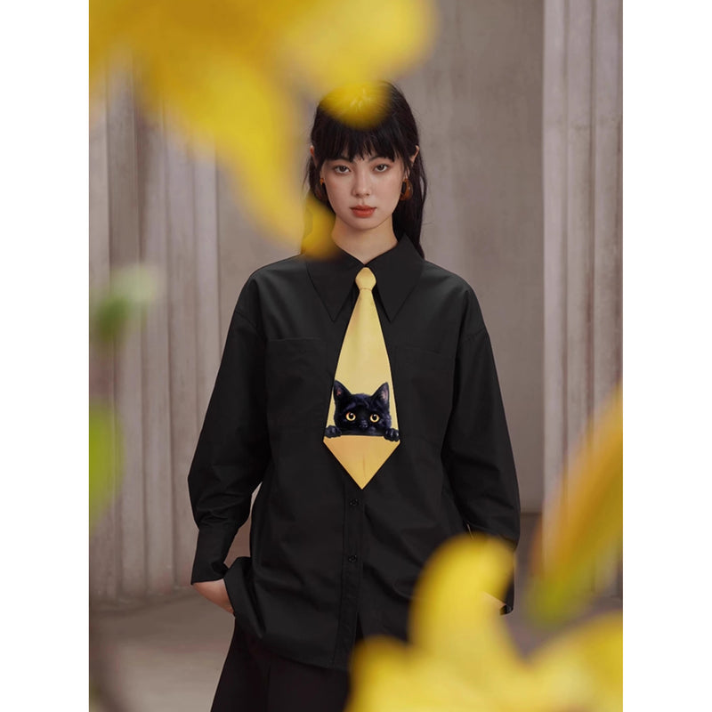 黒猫の挿絵ネクタイ