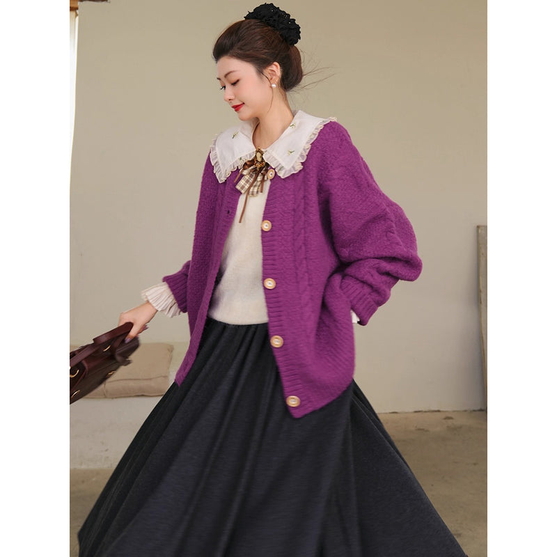 物語のお嬢様のウールニットカーディガン – ManusMachina