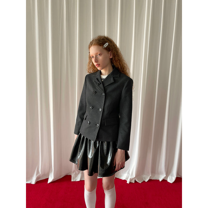 Black Patent Leather Cocoon Skirt