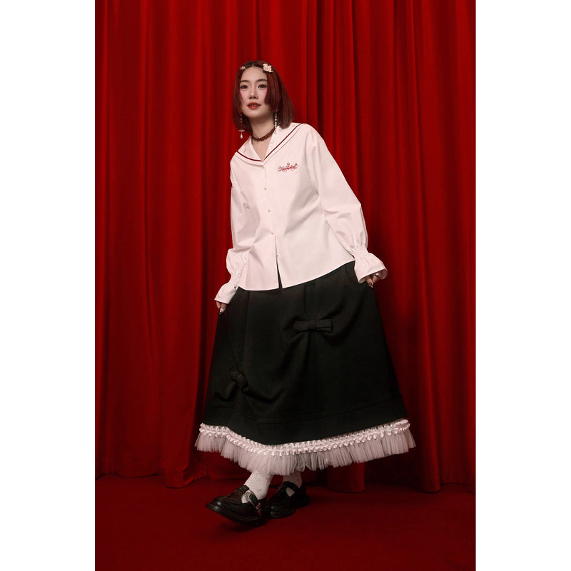 黒鴉と蝶結びのブラックスカート