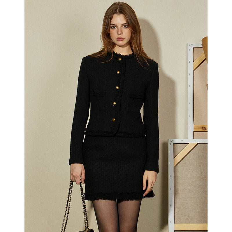 "Gilded Age" Retro Wool Tweed Jacket and Short Skirt