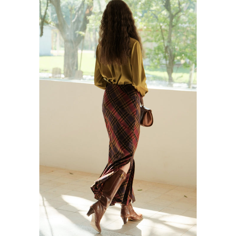 British Plaid Wool Mermaid Skirt