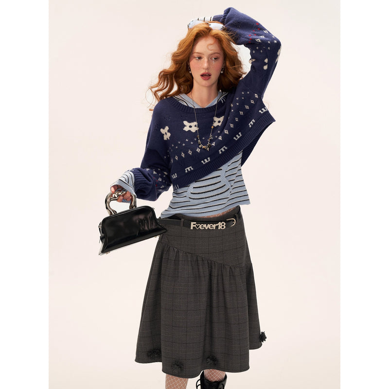 Dark Gray Plaid Skirt