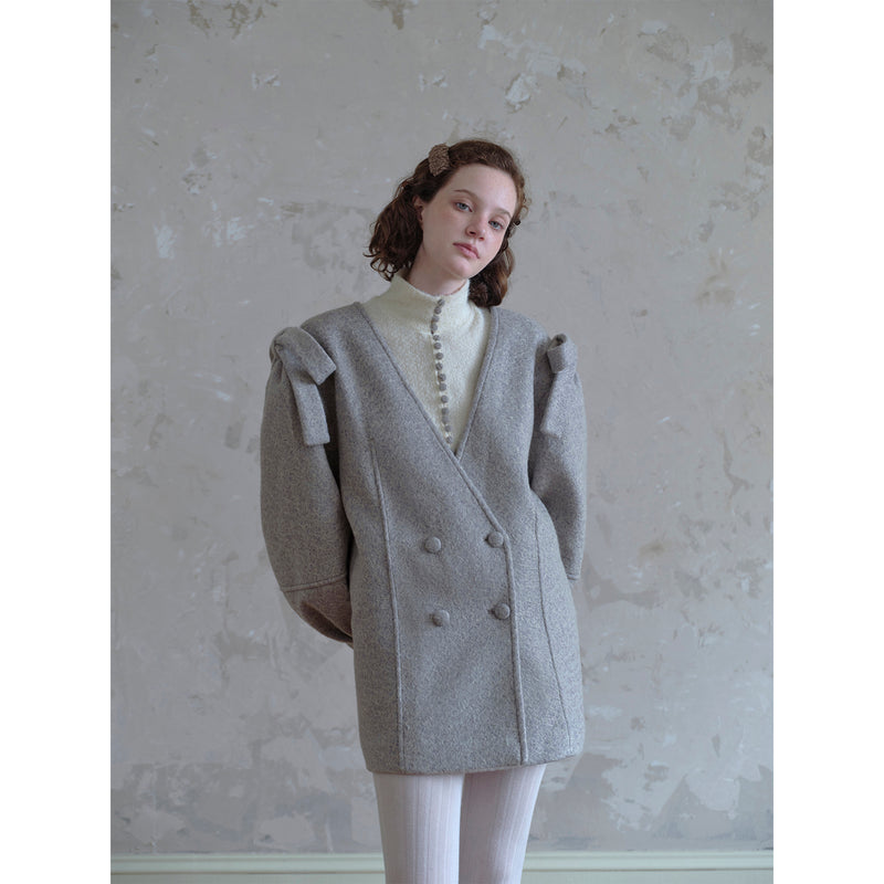 Gray Double Breasted Wool Coat