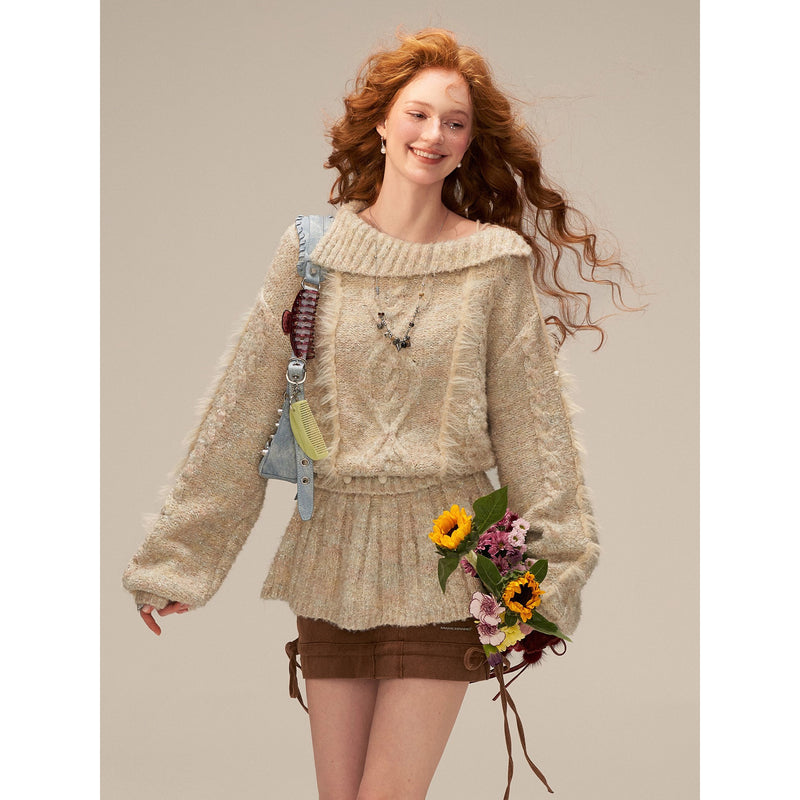 Cable Knit Waist-Shaping Sweater