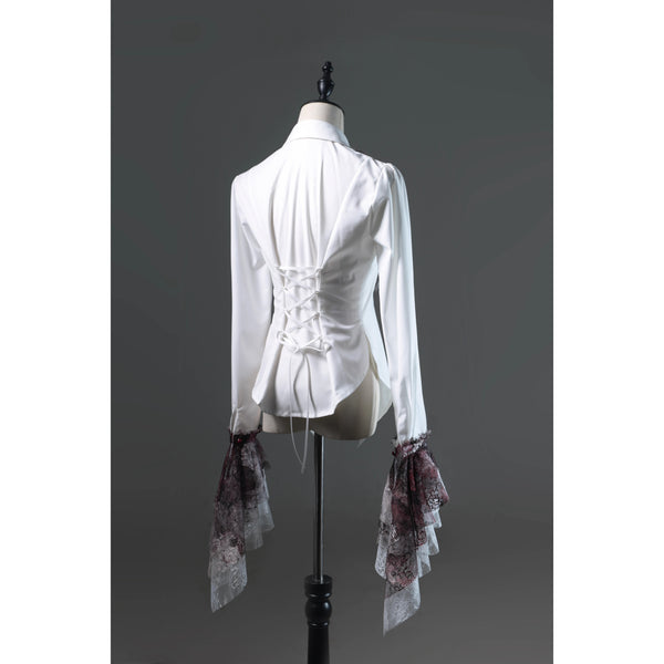 血塗れのお嬢様のレースアップブラウス - Dark Red[2026年2月下旬-3月下旬発送予定]