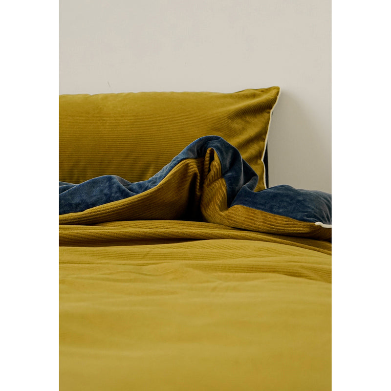 Gold Blue Velvet Bed Cover Set