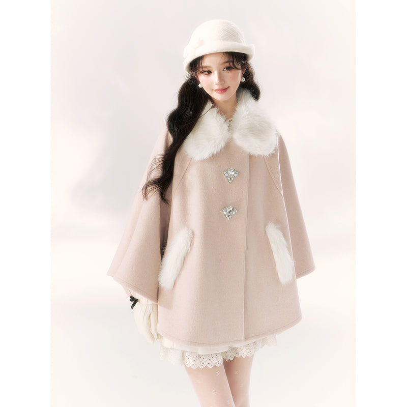 Innocent Girl Ribbon Fur Cloak