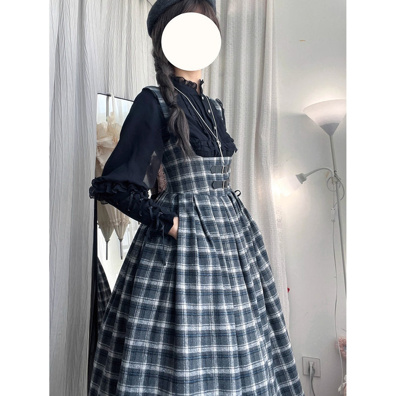 伯爵令嬢のジャンパースカートとケープ - Black Check[2026年2月上旬-3月下旬発送予定]