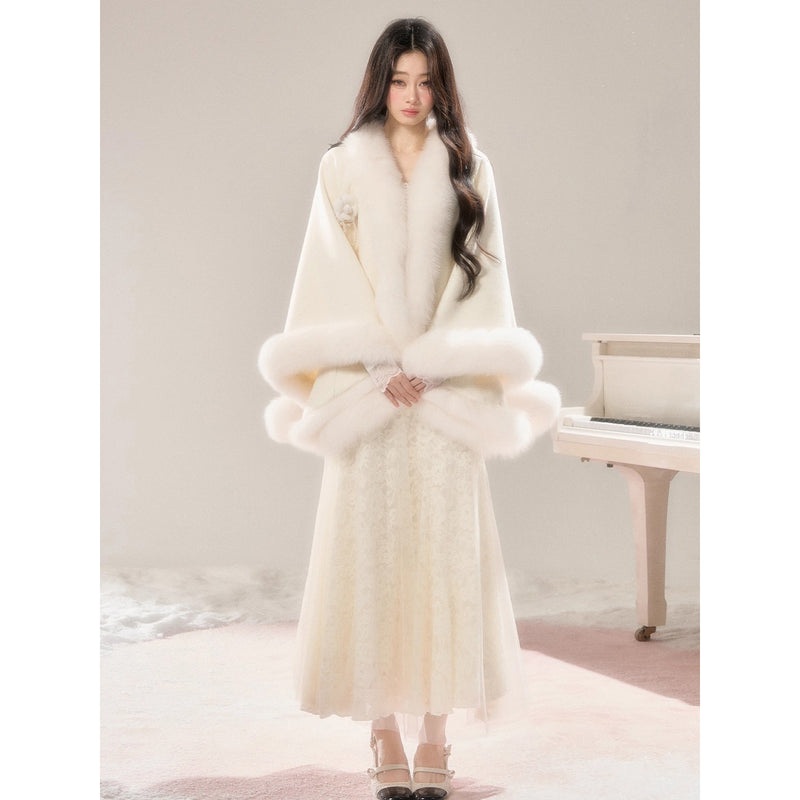 Romantic Fur Cape Coat