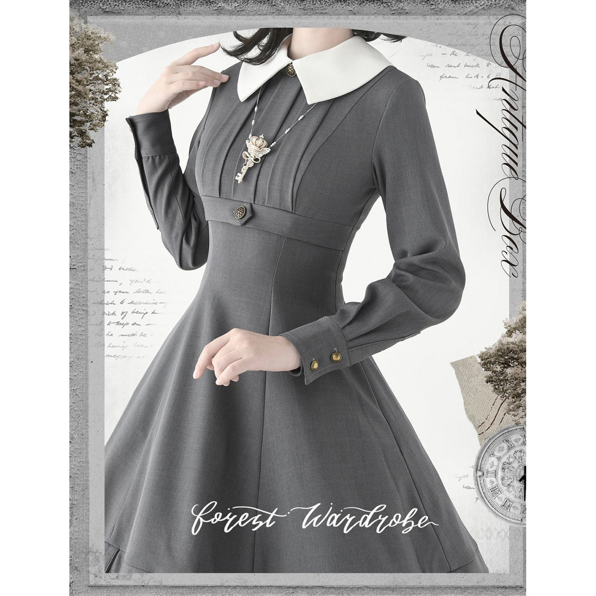 【稀少/コレクション着】LIMI feu リブニット ケープワンピース グレー 銀幕女優のクラシカルケープワンピース - Gray – ManusMachina