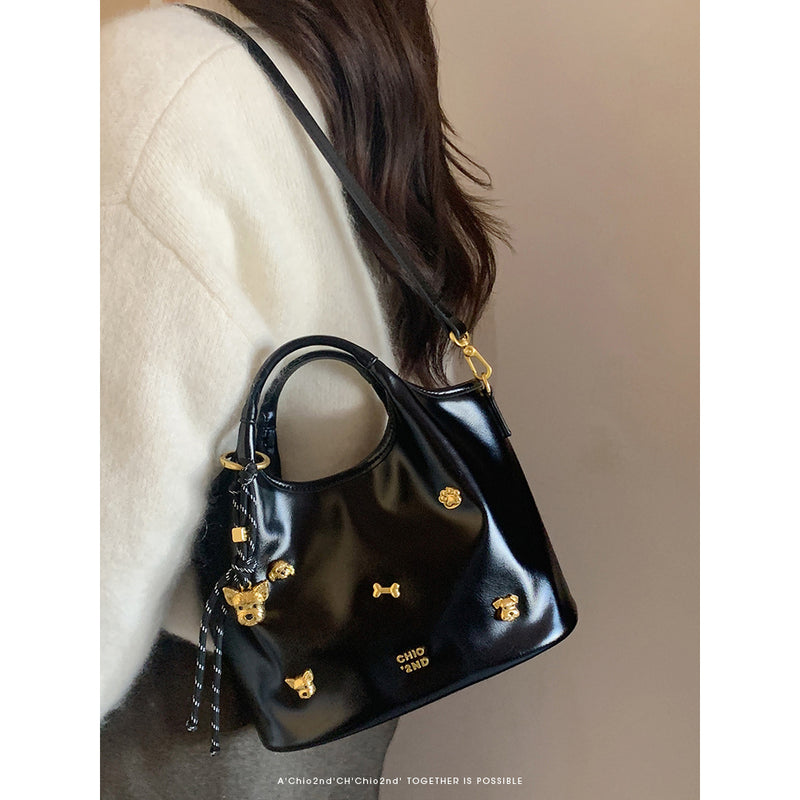 Golden Dog Leather Hand Shoulder Bag