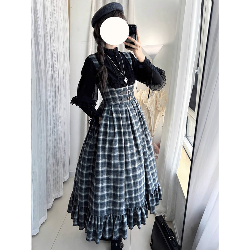 伯爵令嬢のジャンパースカートとケープ - Black Check[2026年2月上旬-3月下旬発送予定]