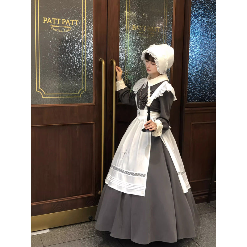 召使いのお嬢様のクラシカルワンピースとエプロンとボンネット[2026年2月下旬-3月下旬発送予定]