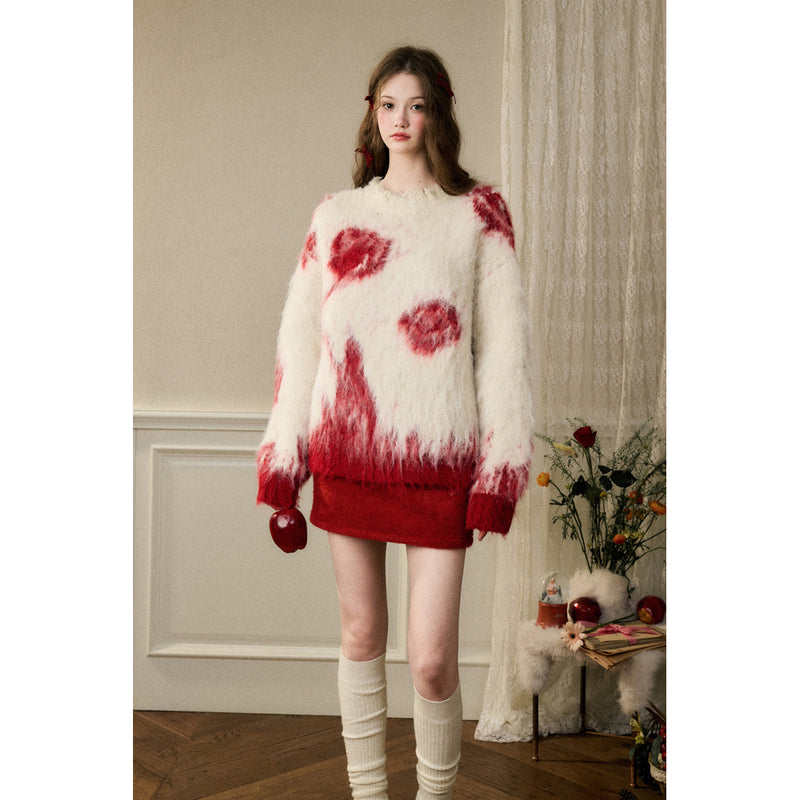 Oversized Sweater with Rose Flowers