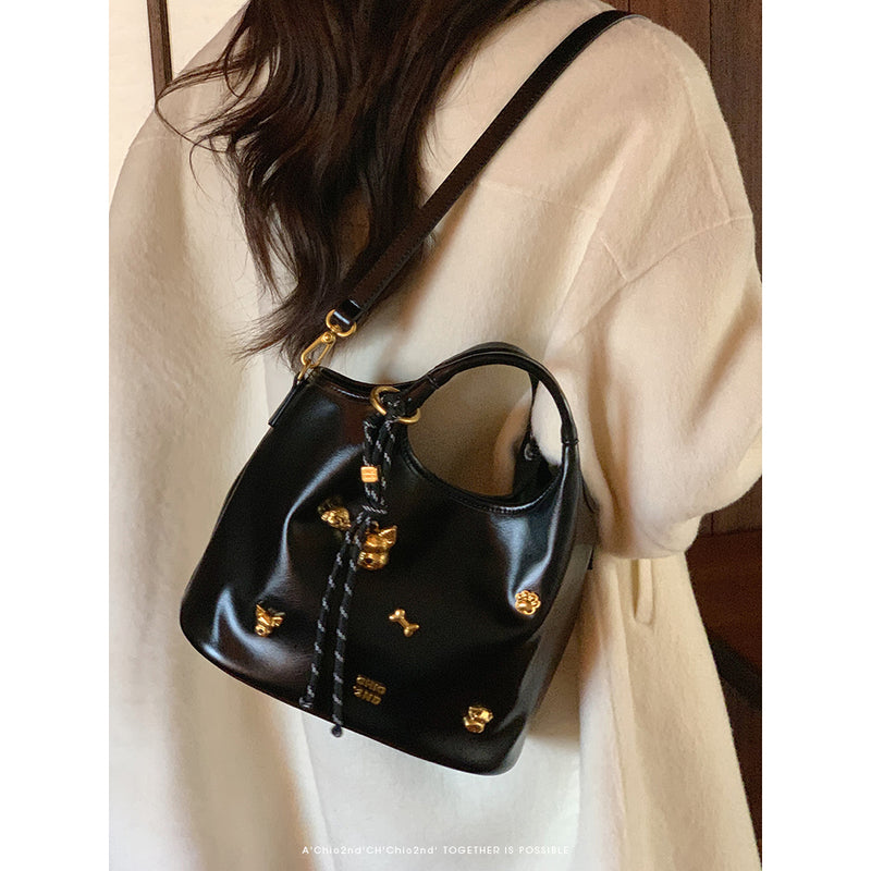 Golden Dog Leather Hand Shoulder Bag