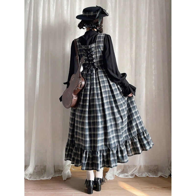 伯爵令嬢のジャンパースカートとケープ - Black Check[2026年2月上旬-3月下旬発送予定]