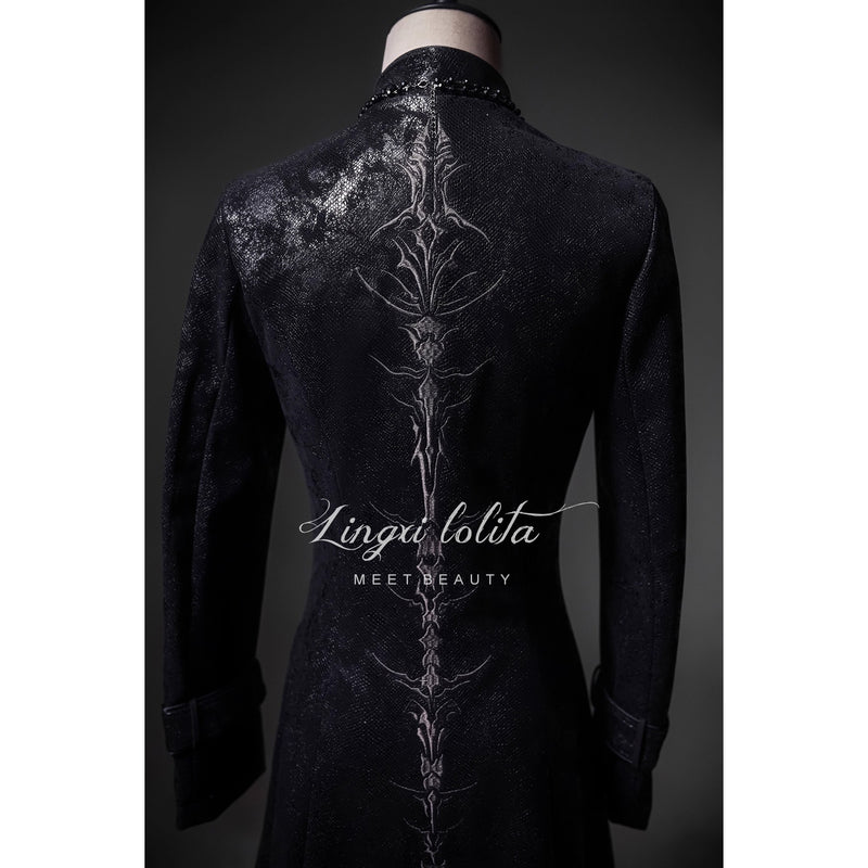 脊椎骨格の刺繍ゴシックコート